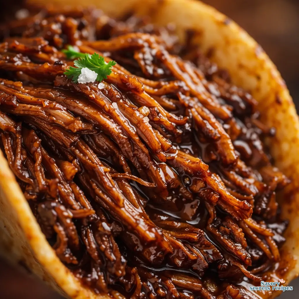 slow cooker shredded beef tacos close up