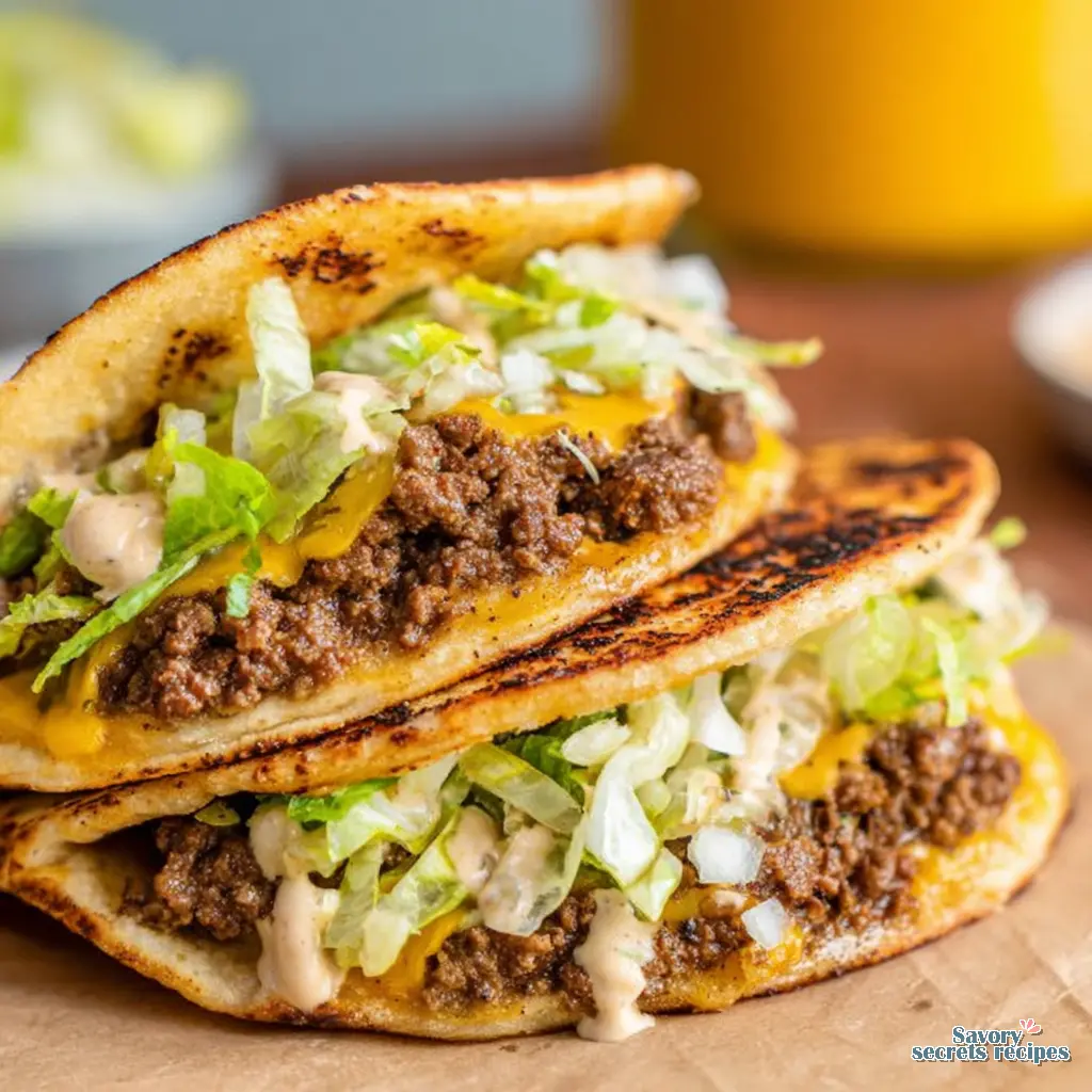 smash burger tacos big mac close up