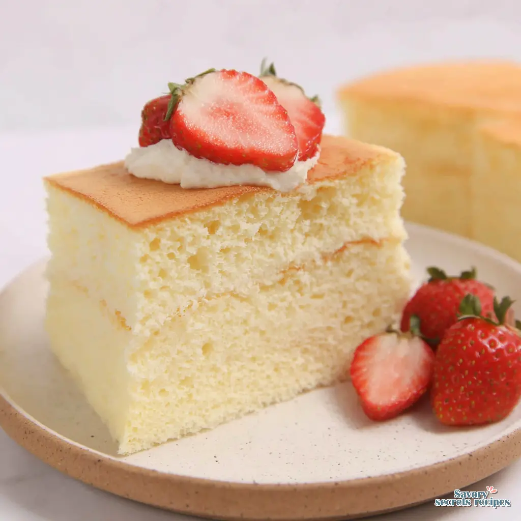 soft vanilla sponge cake close up