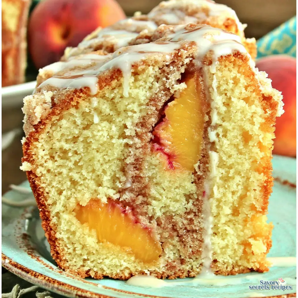 southern peach cobbler pound cake with brown sugar swirl final presentation