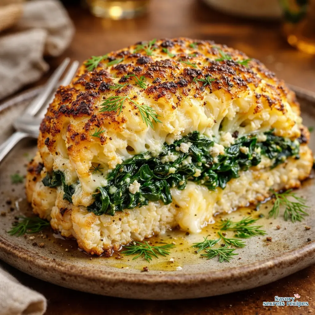 spanakopita cauliflower steak melts final presentation