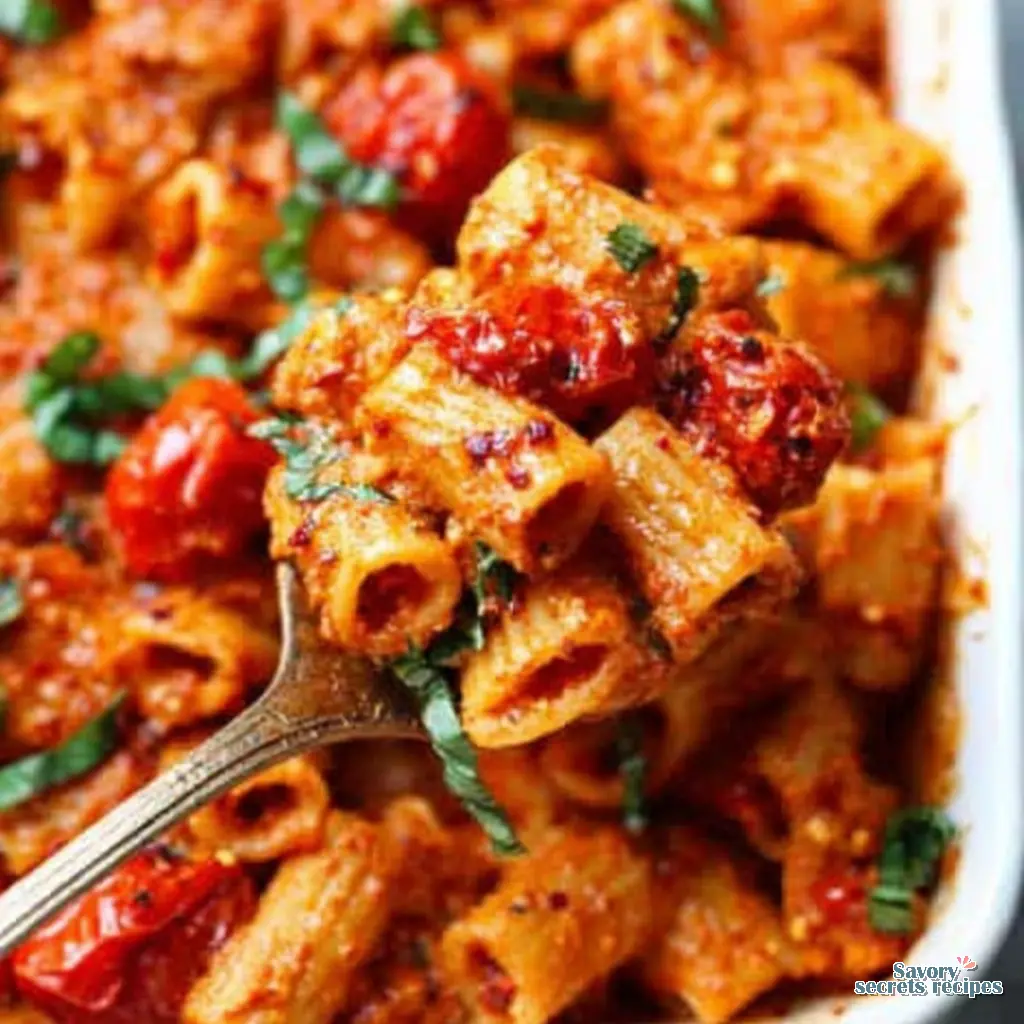 spicy harissa baked feta pasta - variation 4