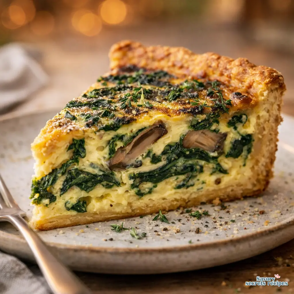 spinach and mushroom quiche final presentation