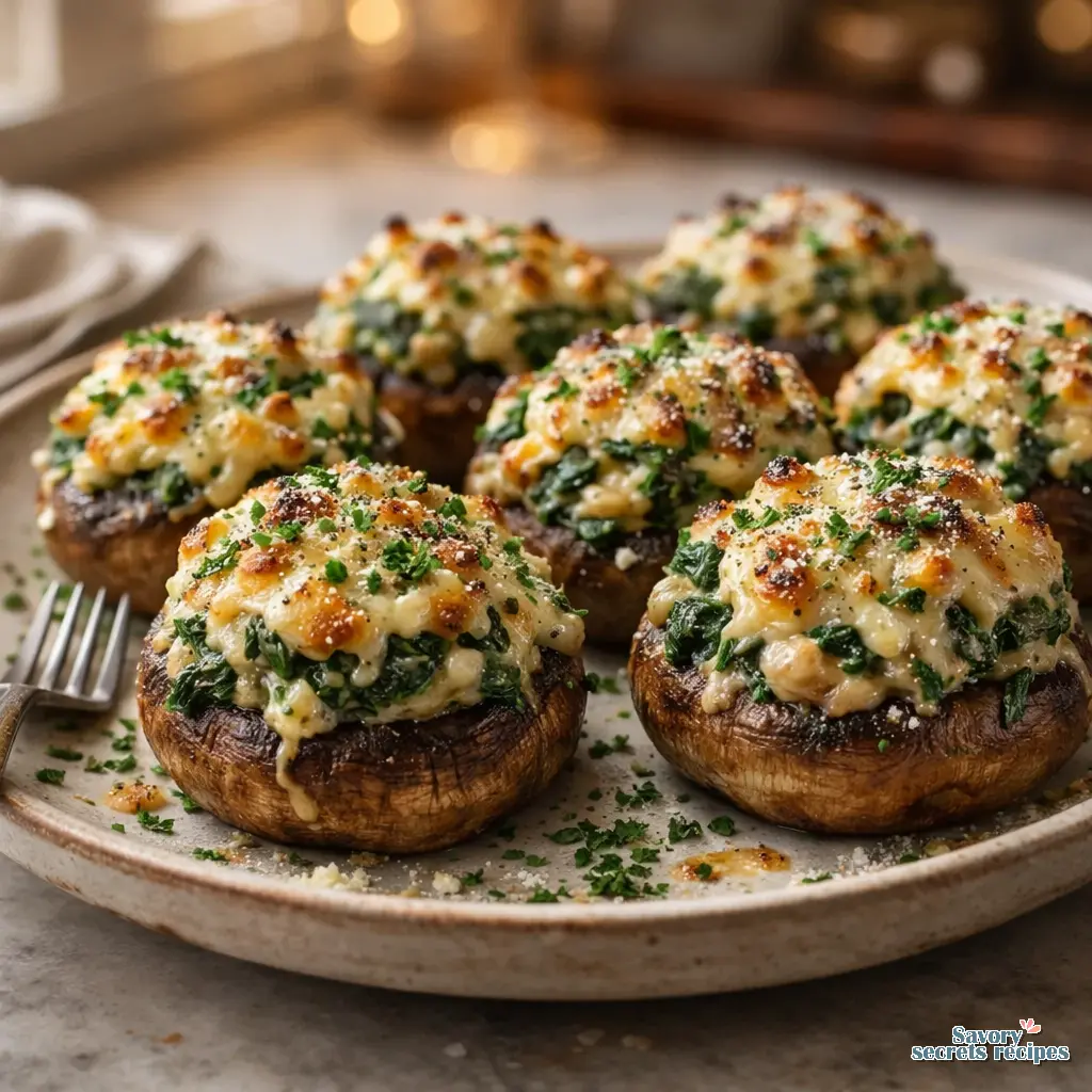 spinach artichoke dip stuffed mushrooms final presentation