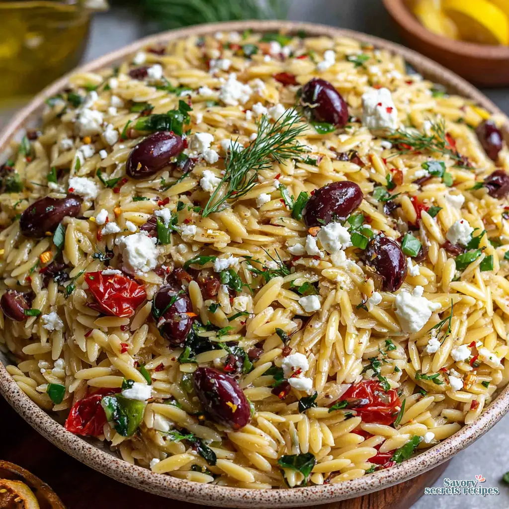 spring orzo pasta salad recipe final presentation