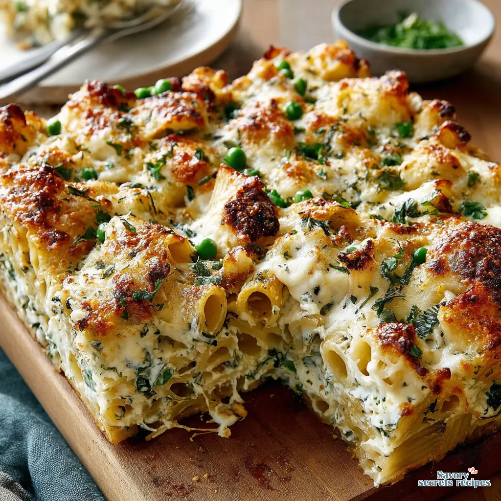 spring pasta bake recipe close up