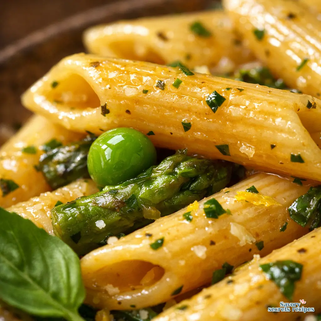 spring pasta recipe close up