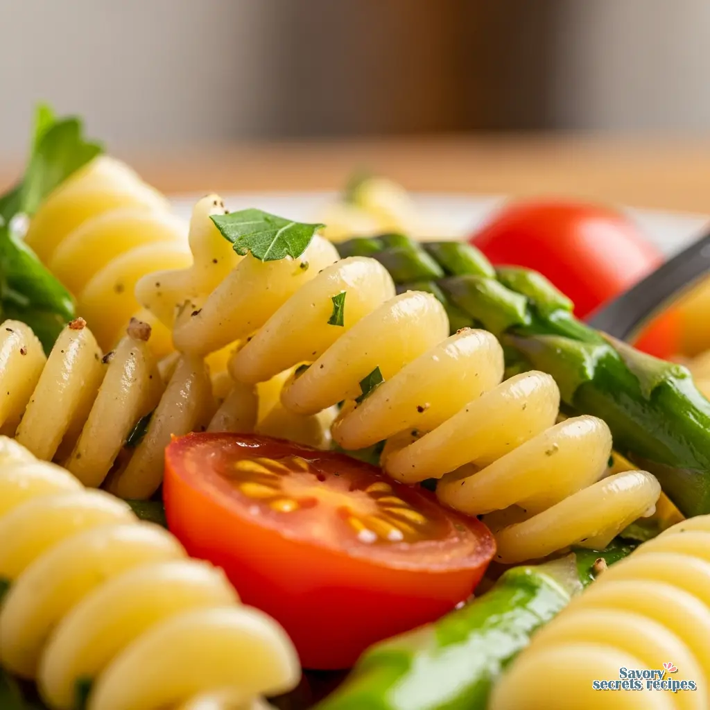 spring pasta salad recipe close up