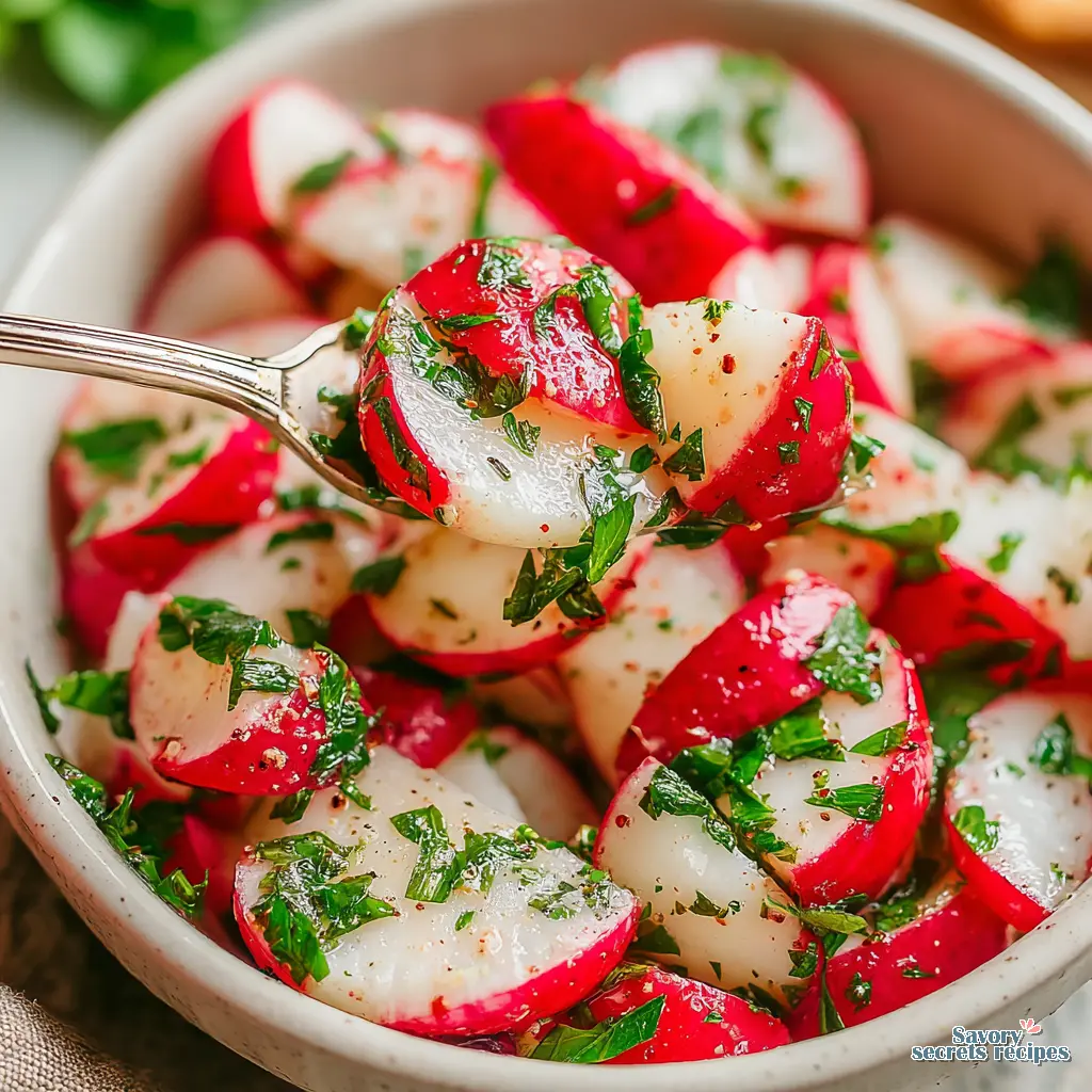 spring radish salad close up