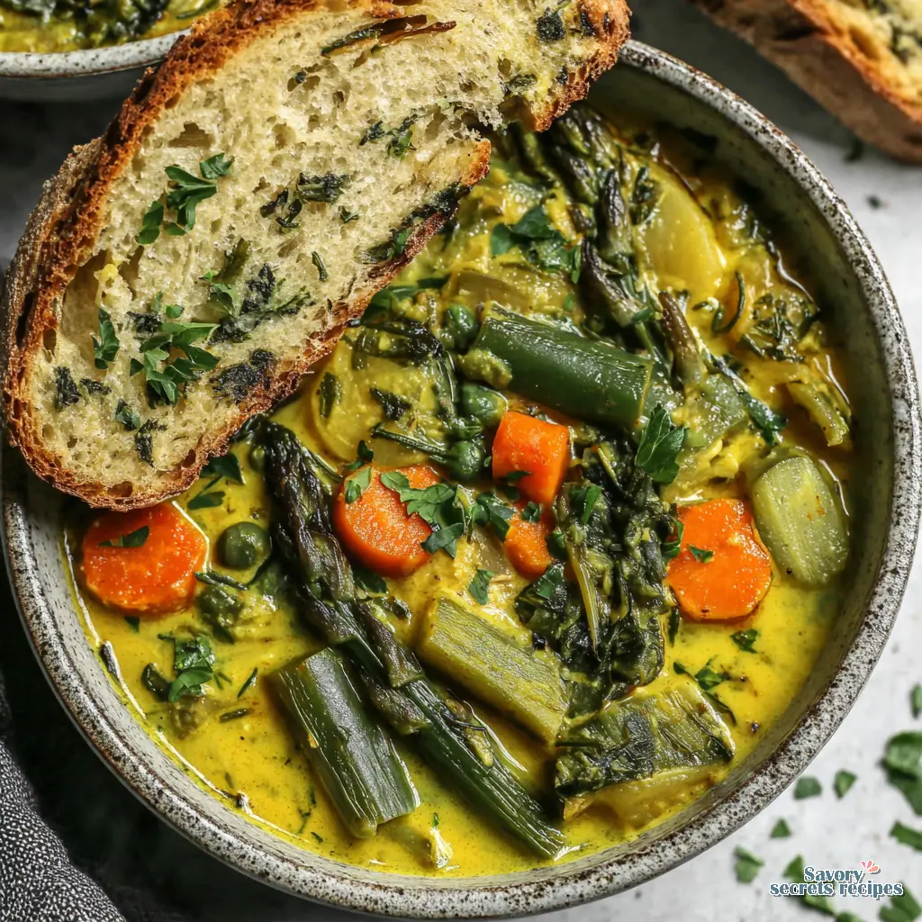 Spring Vegetable Soup close up