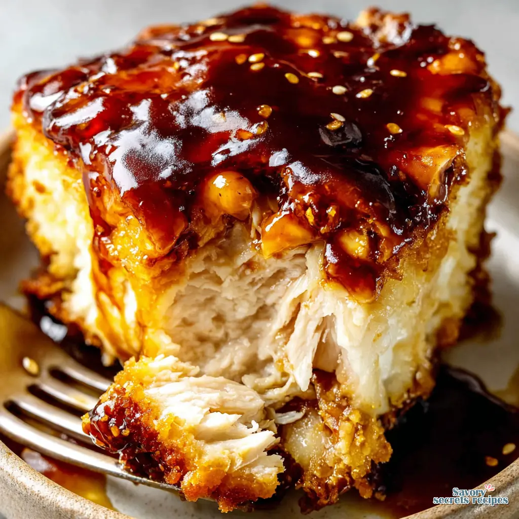 sticky honey chicken close up