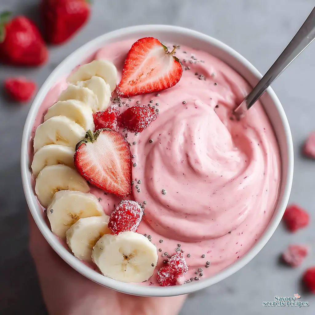 strawberry banana smoothie bowl base - variation 4