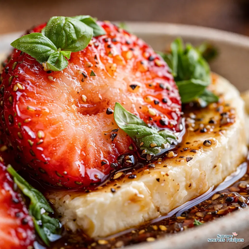 strawberry caprese salad close up