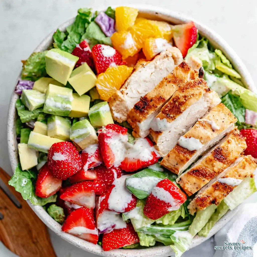 strawberry chicken cobb salad recipe close up