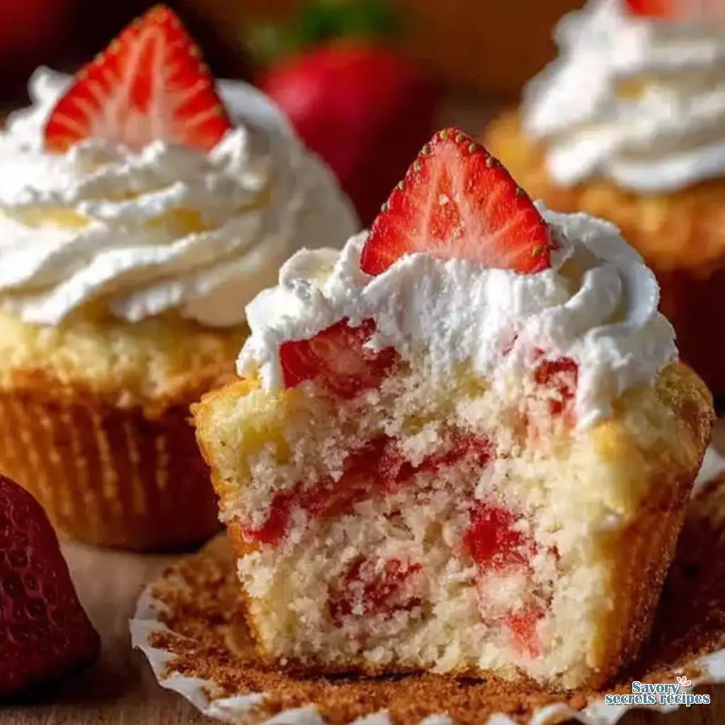 Strawberry Shortcake Cupcakes close up