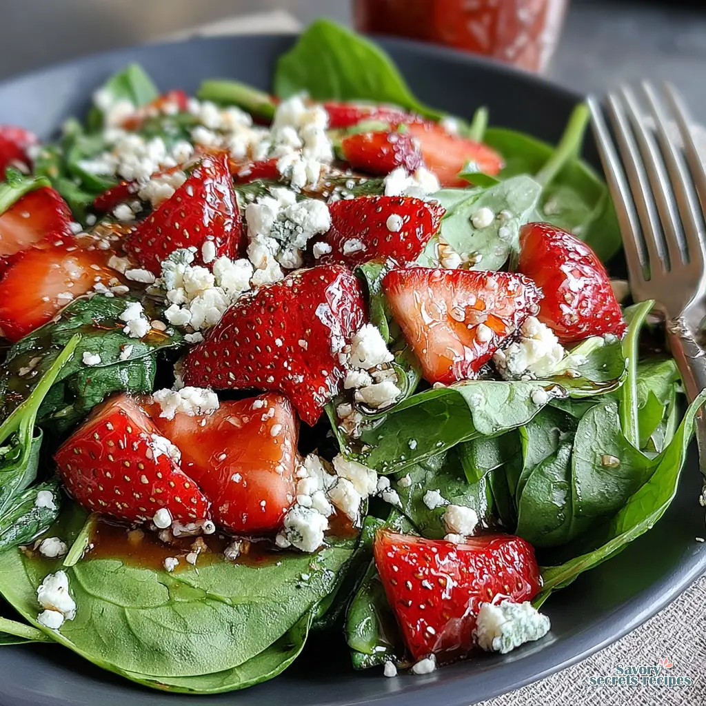 strawberry spinach salad close up