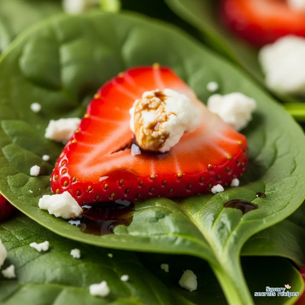 strawberry spinach salad with balsamic vinaigrette close up