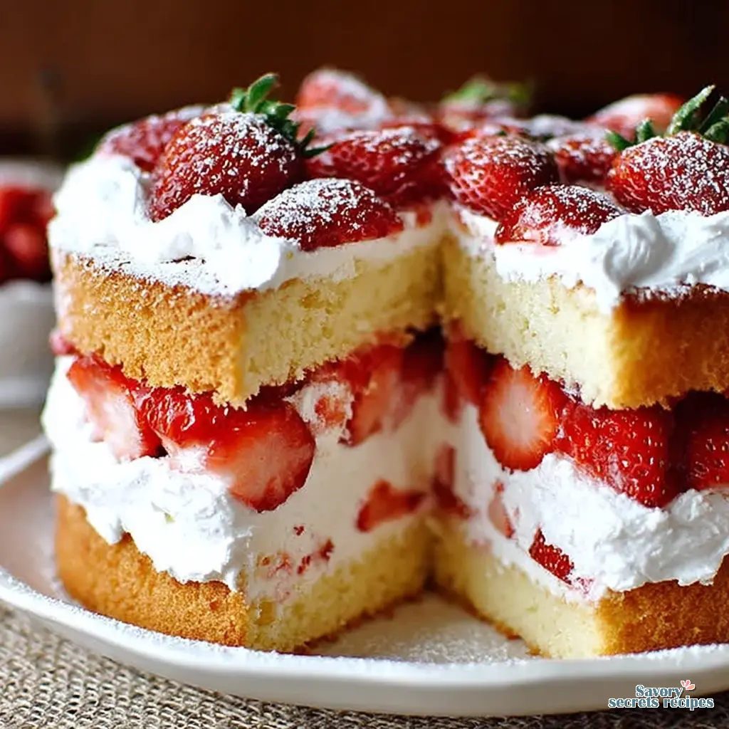 strawberry sponge cake close up
