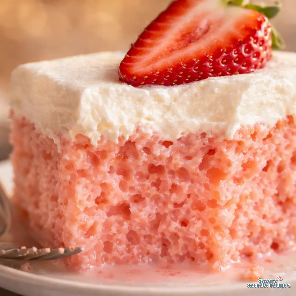 strawberry tres leches cake recipe close up