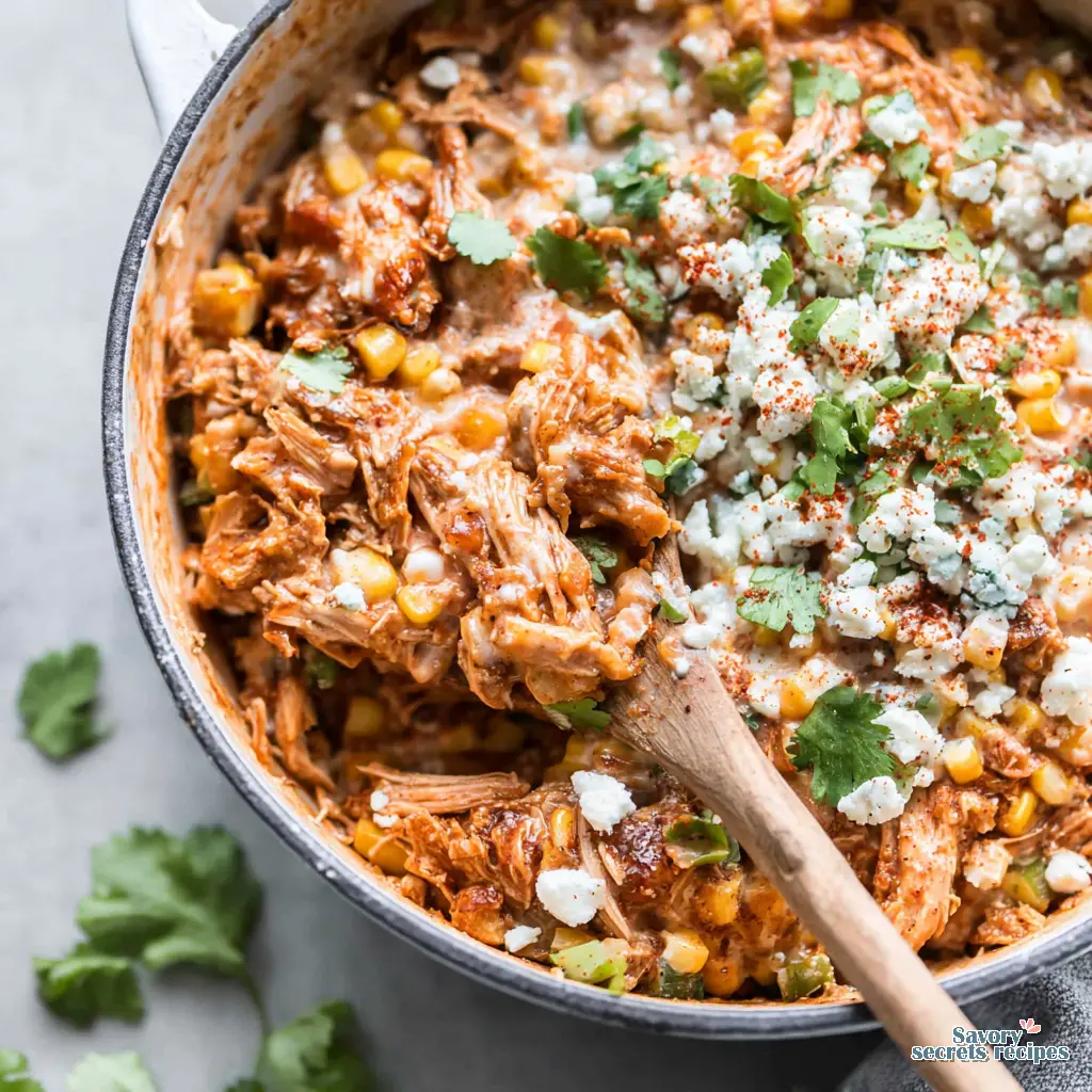 street corn chicken bowl crockpot close up