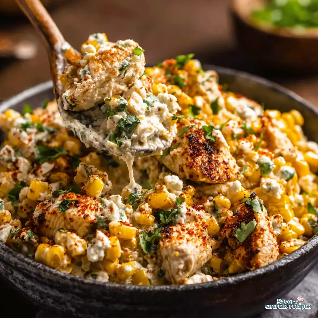Street Corn Chicken Salad Dip close up