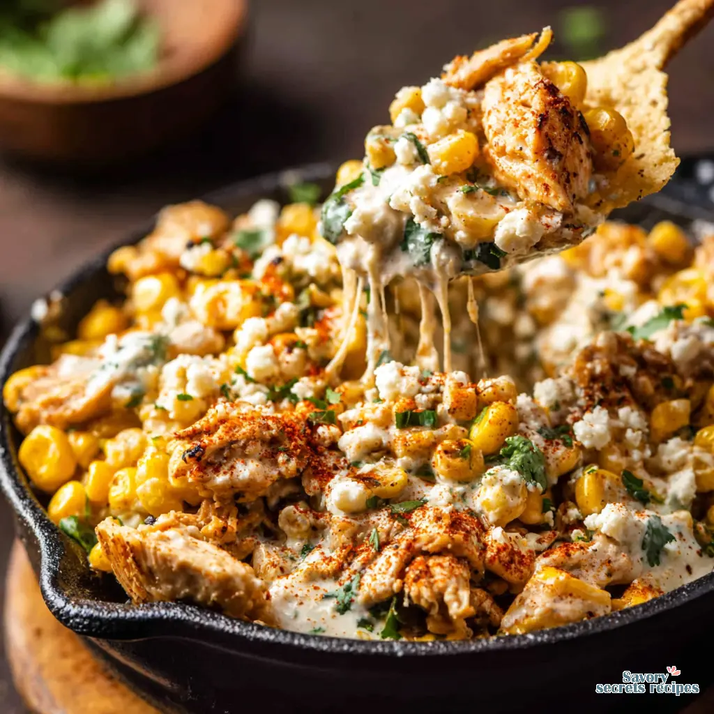 Street Corn Chicken Salad Dip final presentation