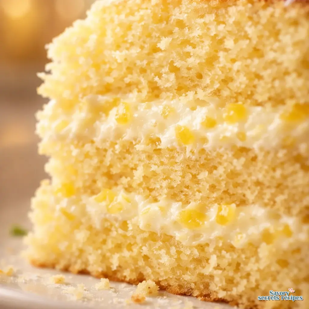 sweet pineapple sponge cake close up
