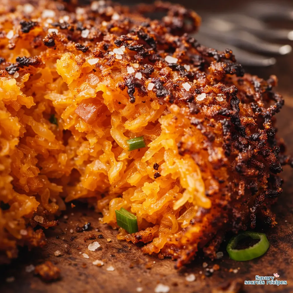 sweet potato hash brown patties close up