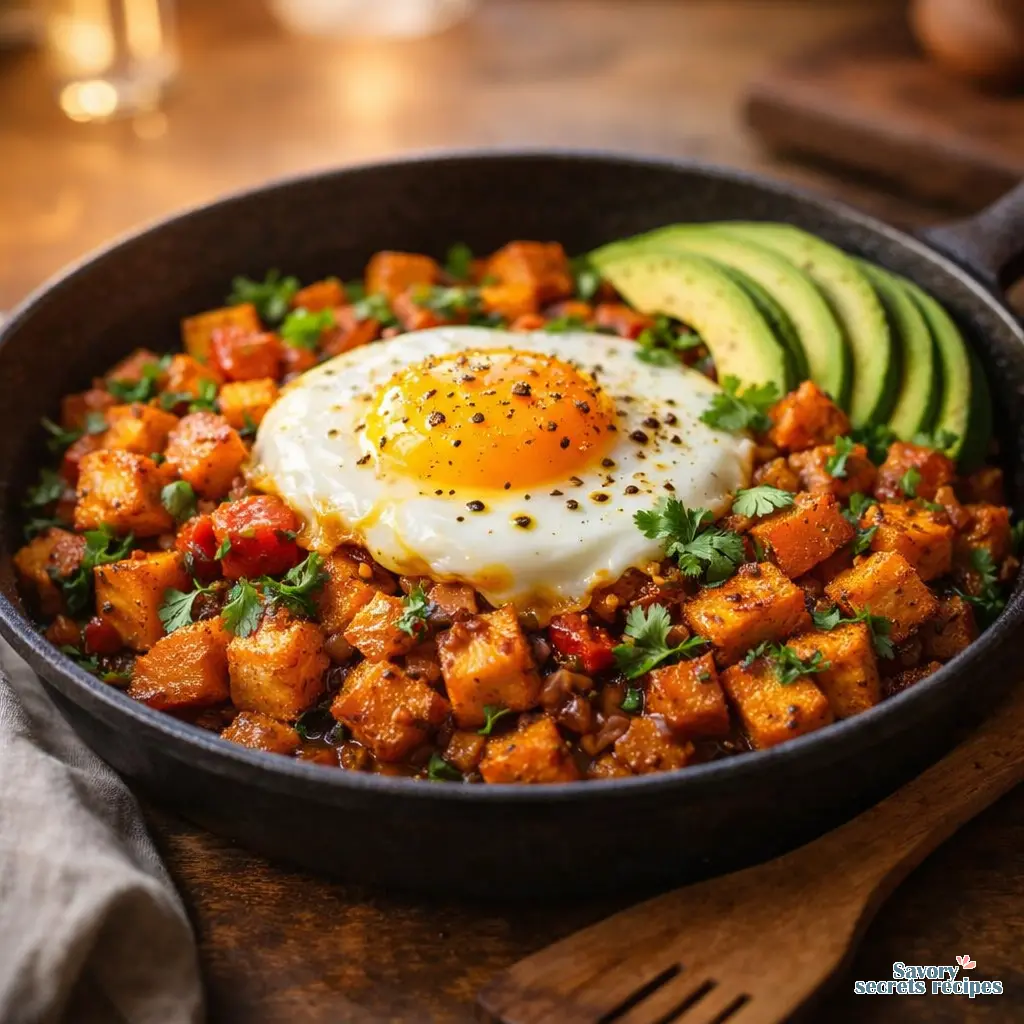 sweet potato hash with eggs final presentation