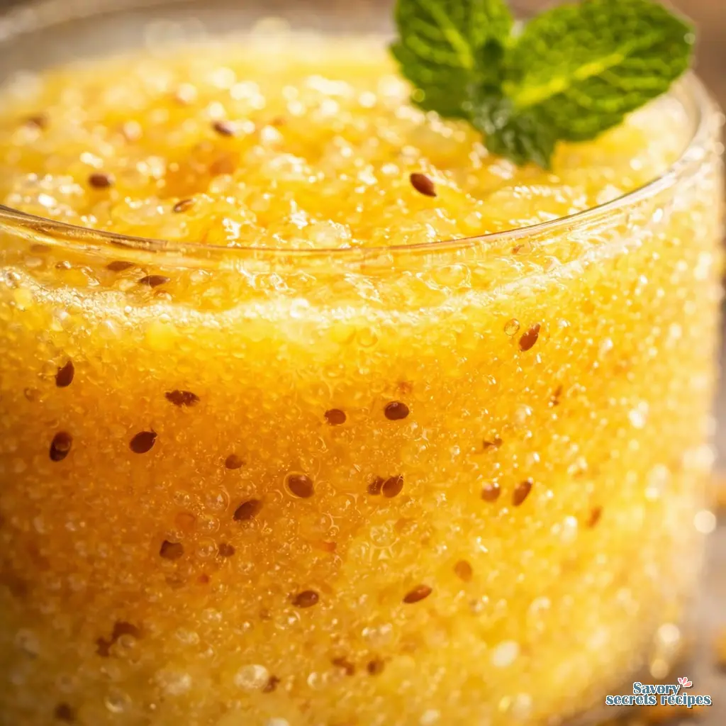 tropical mango pineapple smoothie close up