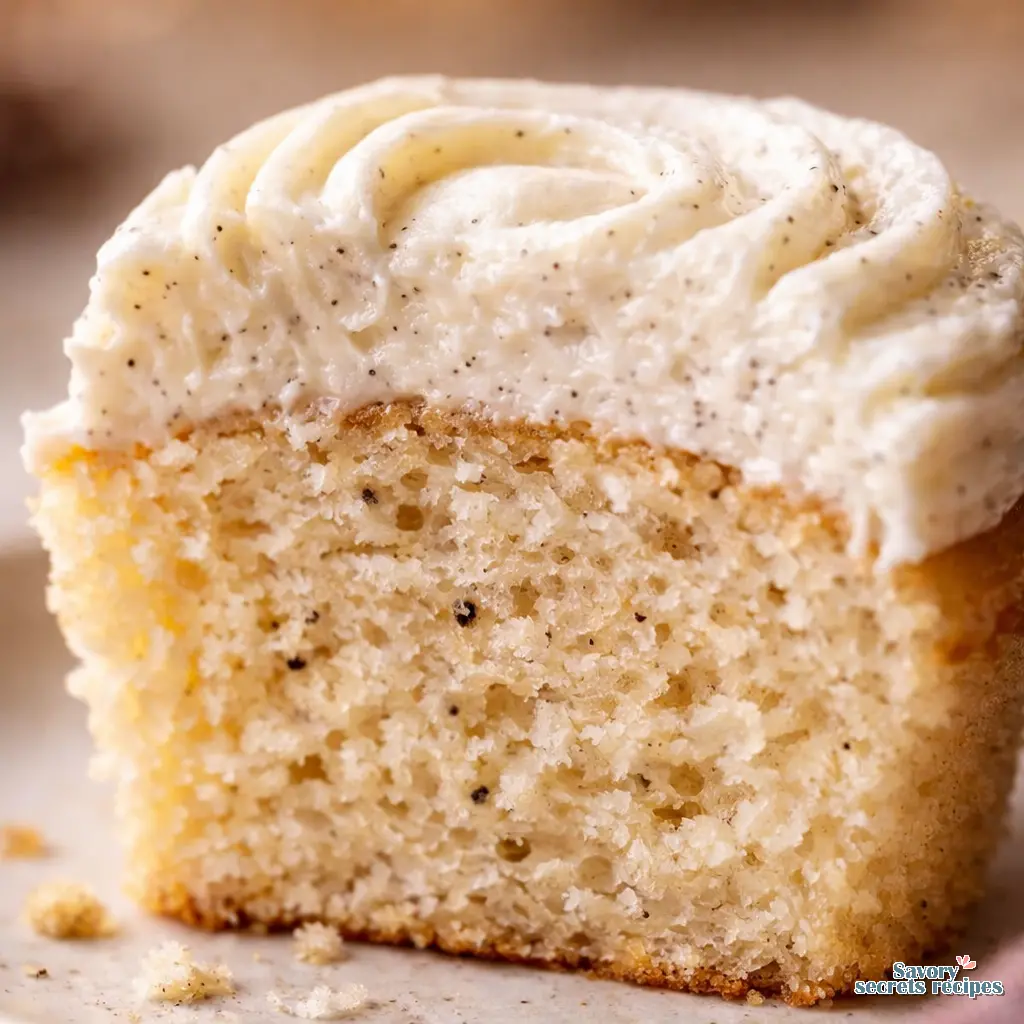 vanilla bean cupcakes close up