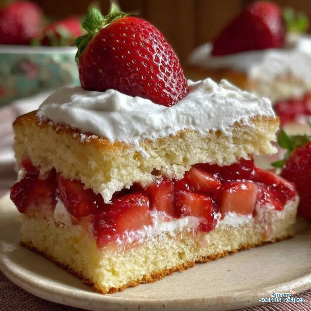 Vegan Strawberry Shortcake Cake final presentation