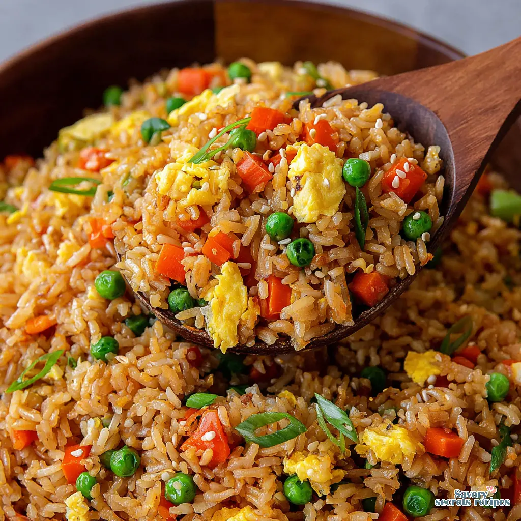 vegetable fried rice close up
