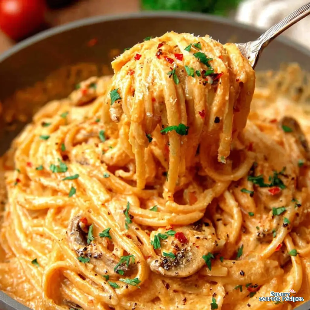 vegetarian creamy pasta close up