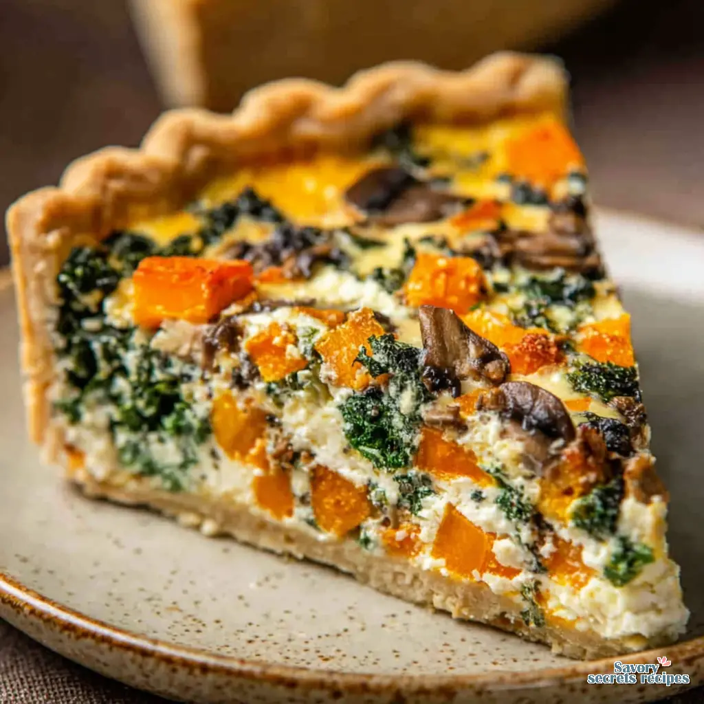 vegetarian quiche dish close up