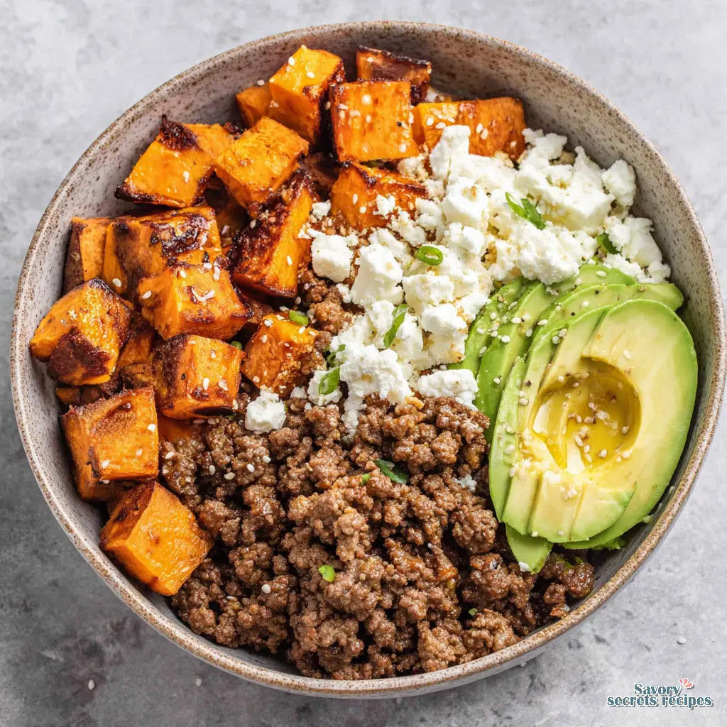 viral tiktok hot honey ground beef sweet potato bowl 934785096 q1