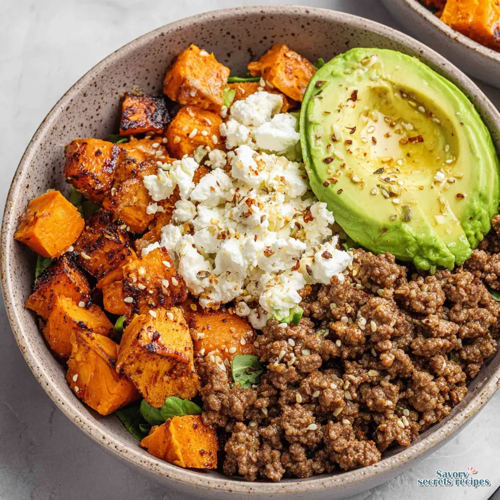 viral tiktok hot honey ground beef sweet potato bowl final presentation