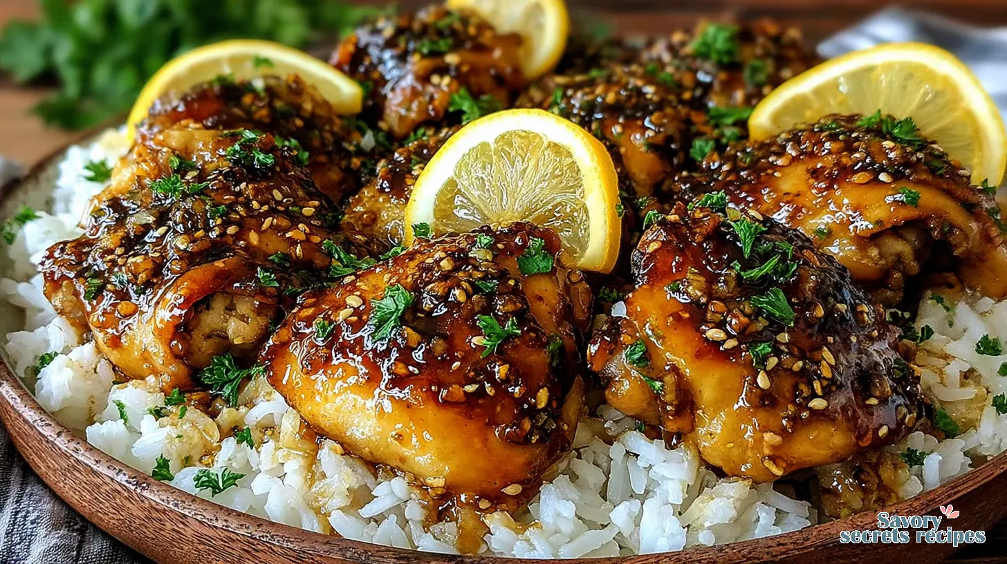 3 ingredient honey garlic chicken with rice final presentation