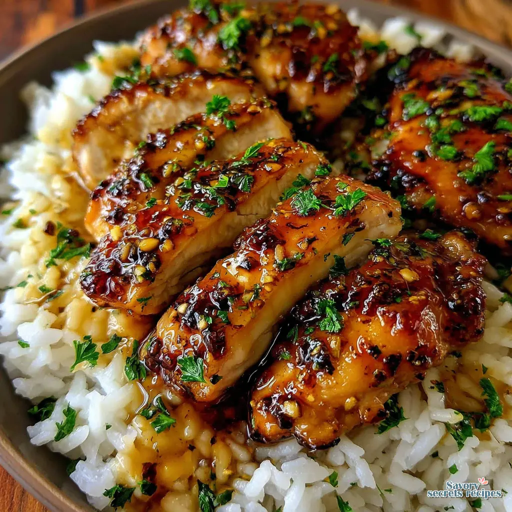New, thrilling 3 ingredient honey garlic chicken with rice