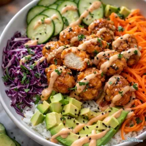 air fryer bang bang chicken bowls 125489815