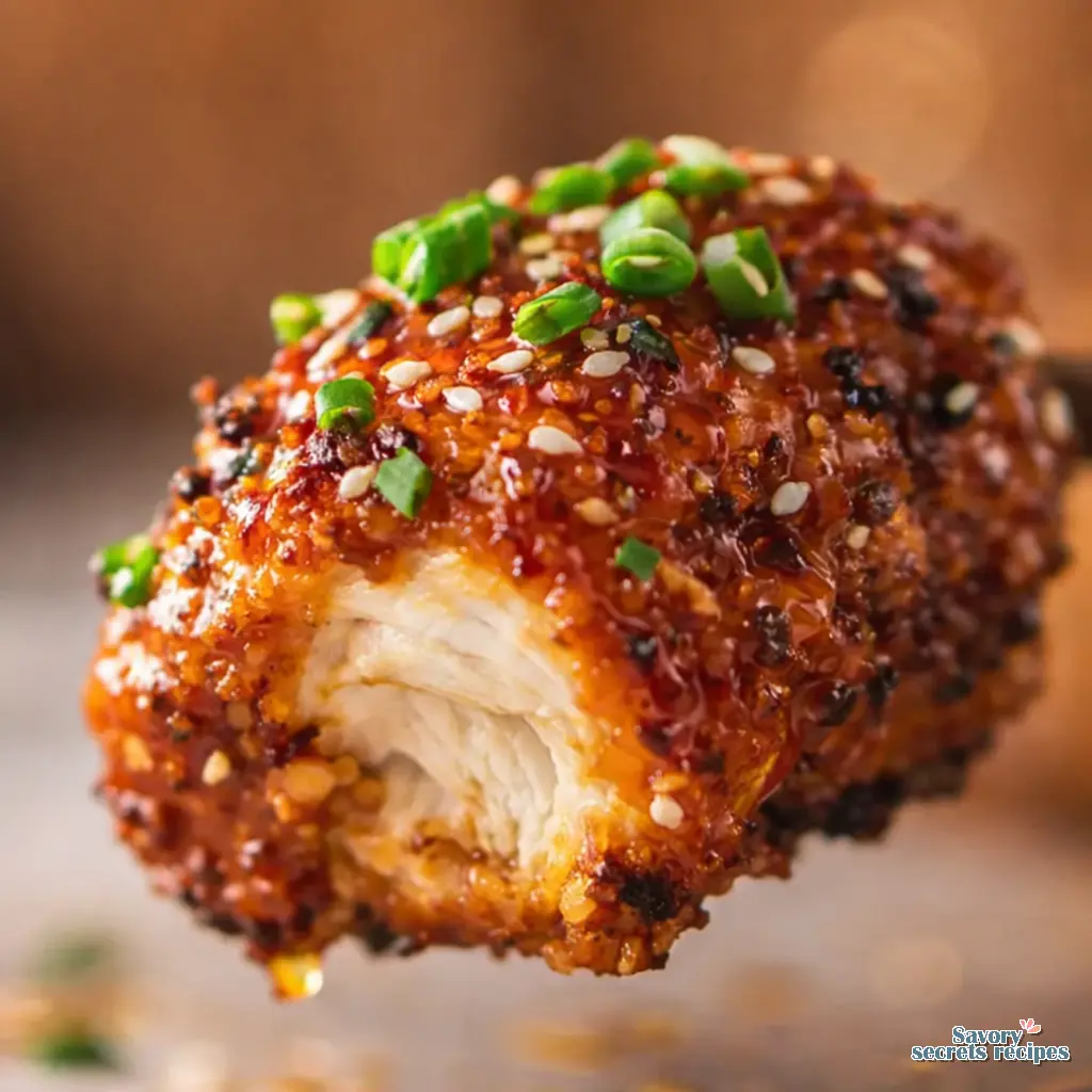 air fryer bang bang chicken hot honey close up