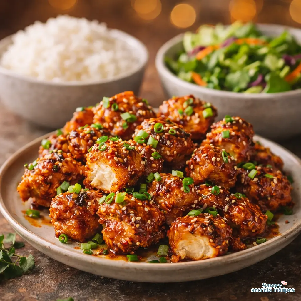 air fryer bang bang chicken hot honey final presentation