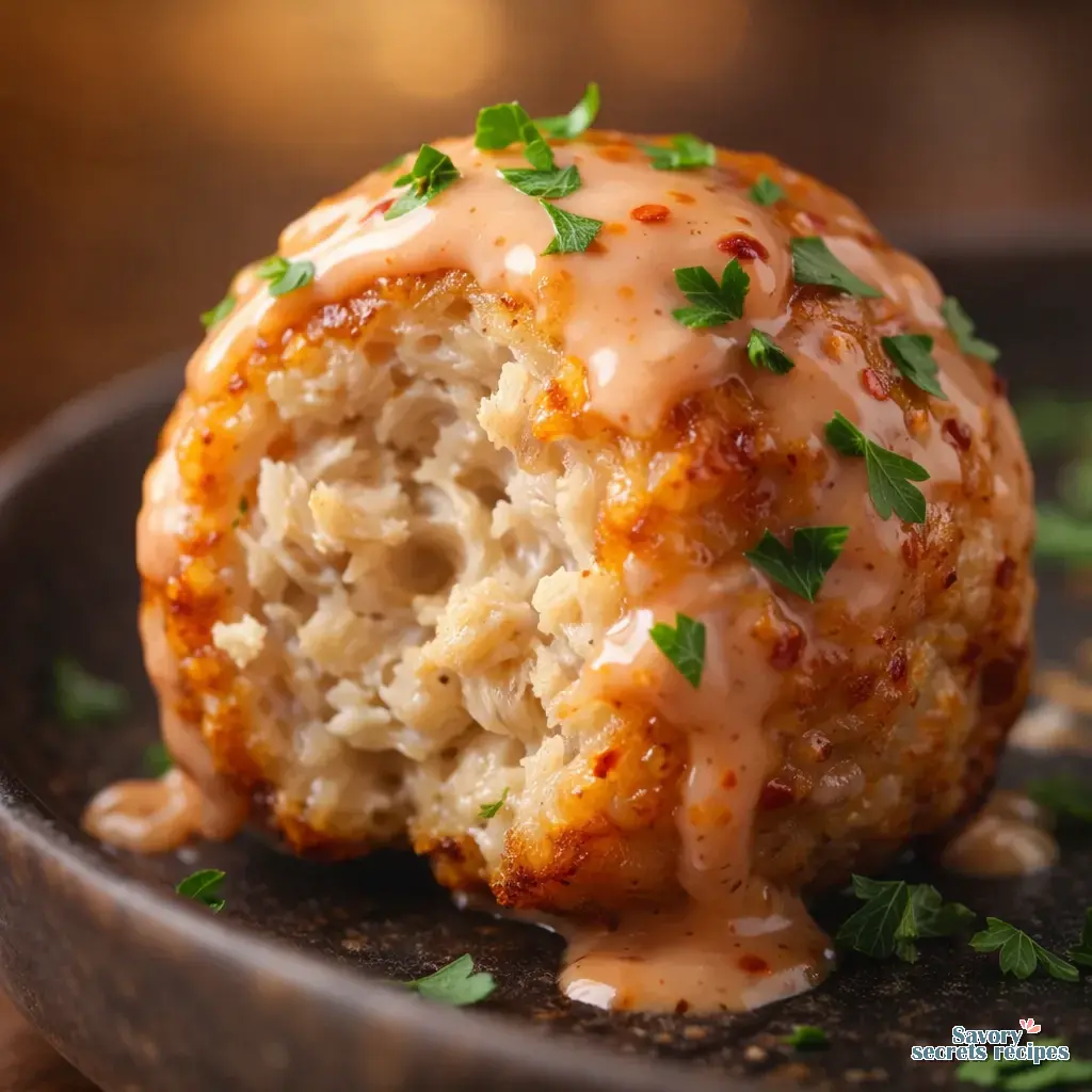 air fryer bang bang chicken meatballs close up