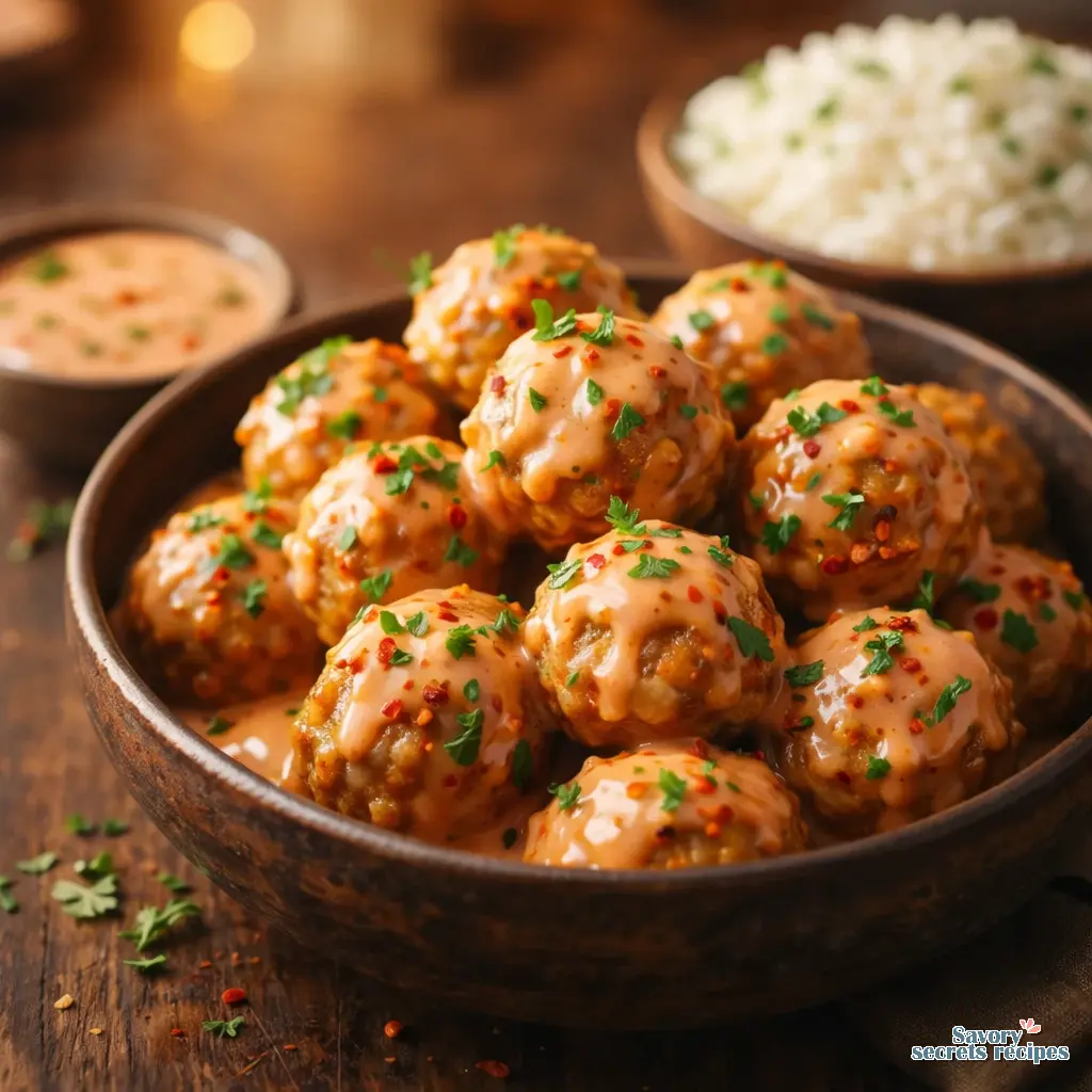 air fryer bang bang chicken meatballs final presentation