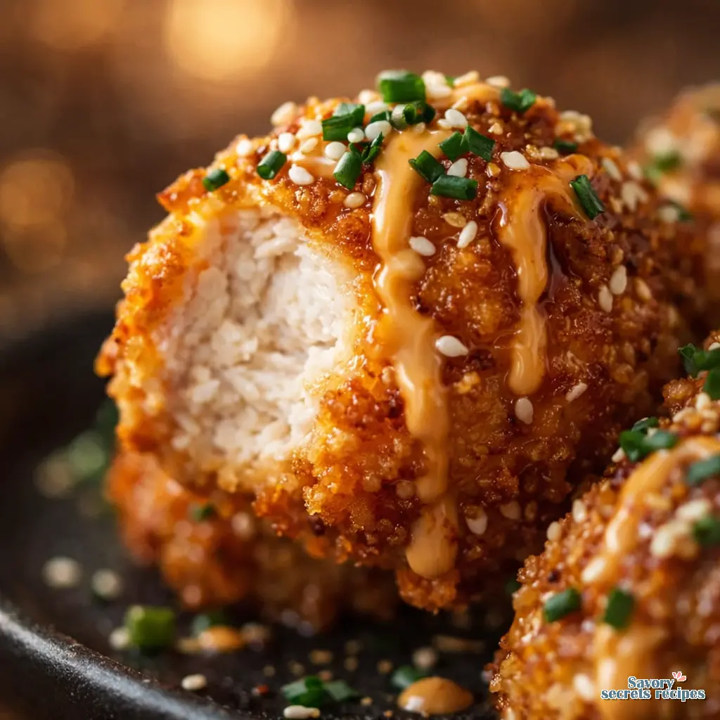 air fryer bang bang chicken recipe close up