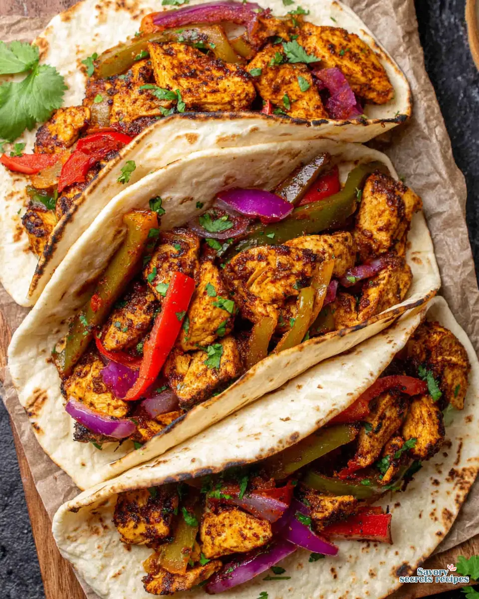 Air Fryer Chicken Fajita Wraps close up