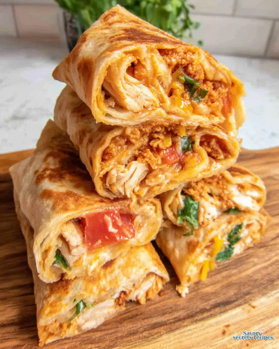 Air Fryer Crispy Chicken Wraps close up