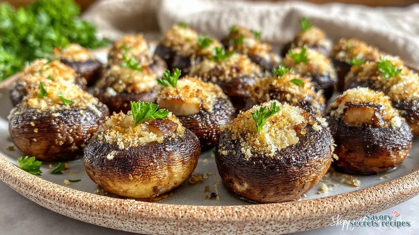 Air Fryer Garlic Mushroom Bites served in a bowl