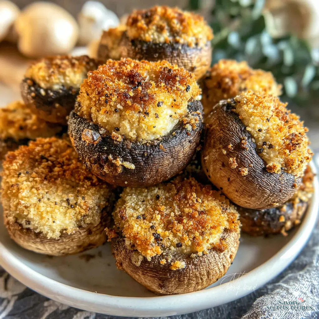 Close up of seasoned mushrooms in a bowl