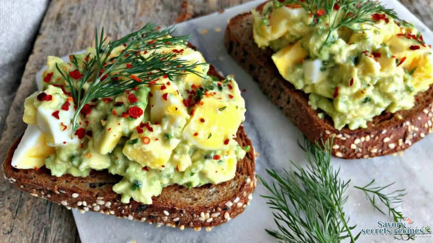 Avocado Egg Salad Toast final presentation on a plate
